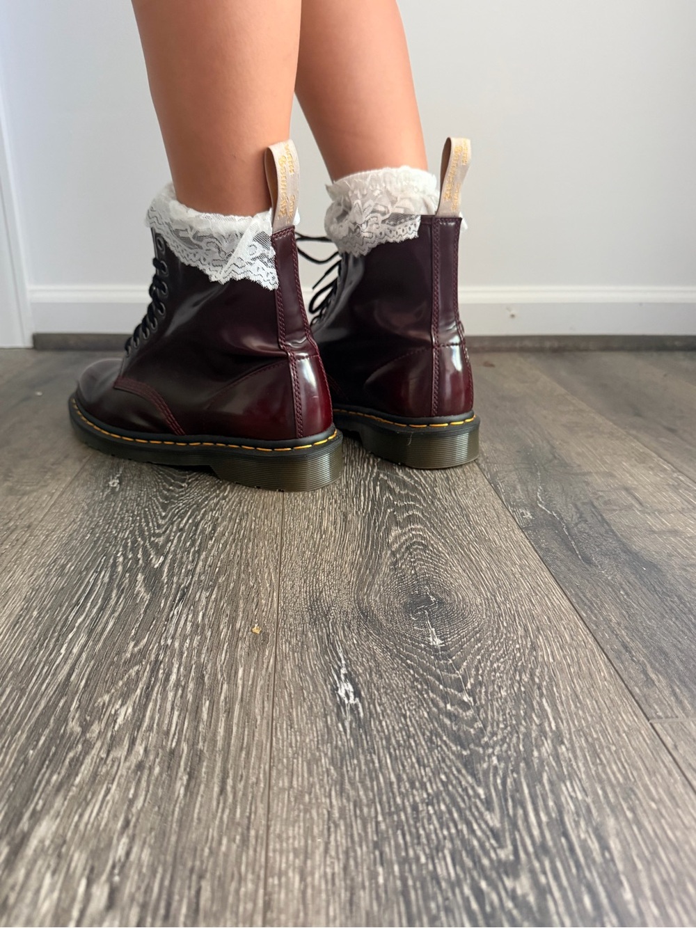 Dr. Martens Women's Burgundy Lace-Up Leather Boots - Picture 6 of 8
